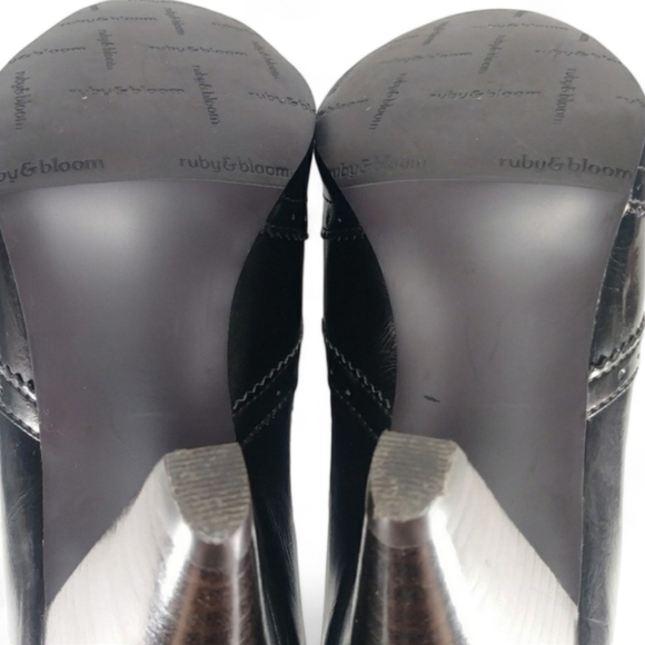 Anthropologie Ruby & Bloom Wingtip Brogue Oxford Heeled Glossy Loafer 7.5 - Picture 8 of 8